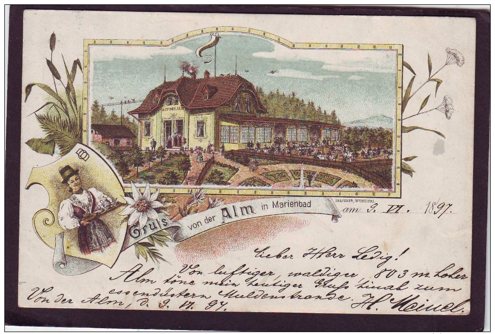 Alte AK Litho MARIENBAD Gasthof 1897 - Czech Republic