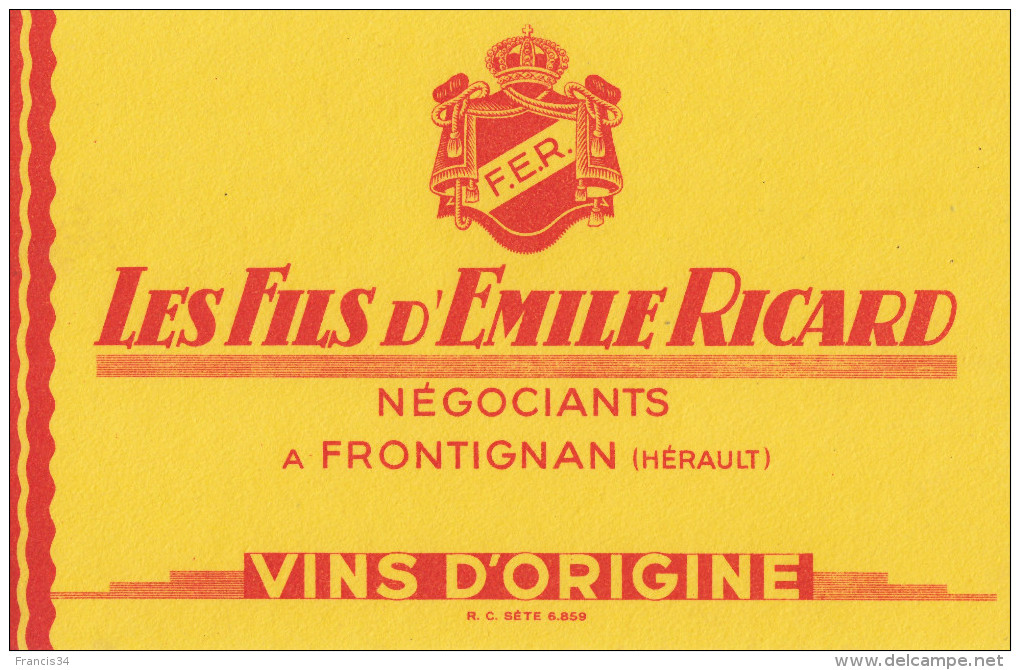 Buvard Les Fils D'Emile Ricard - Frontignan - Liqueur & Bière