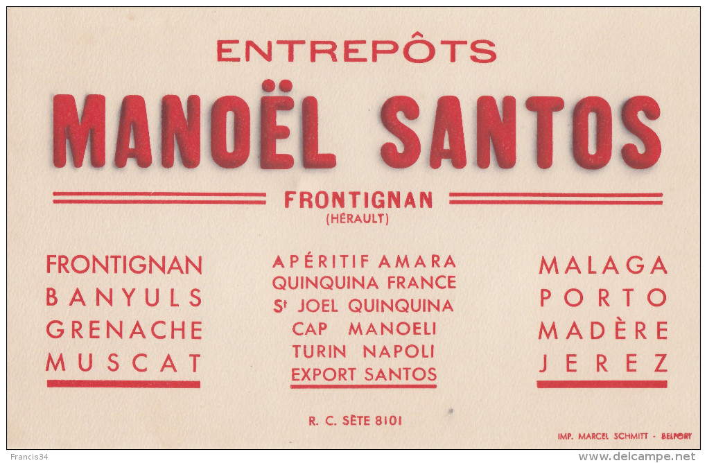 Buvard Entrepôts Manoêl Santos - Frontignan - Liqueur & Bière