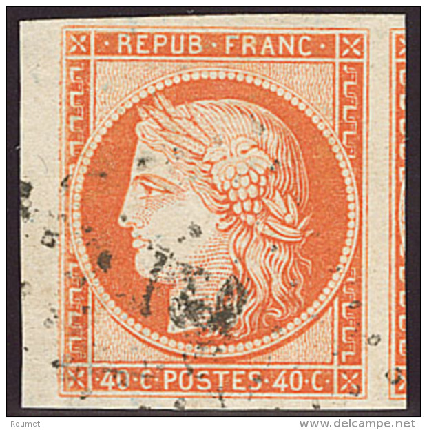 No 5, Orange, Bdf + Un Voisin, Jolie Pièce. - TB. - R - 1849-1850 Cérès