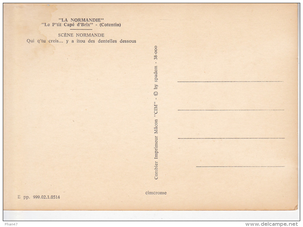 NORMANDIE, "Le P'tit Capé D'Brix", Costume, Coiffe, Dentelles,  Ed. CIM 1970 Environ - Costumes