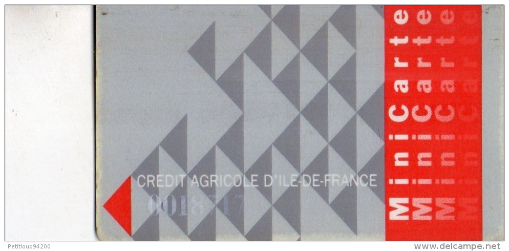 CARTE BANCAIRE CREDIT AGRICOLE ILE DE FRANCE  Minicarte - Disposable Credit Card