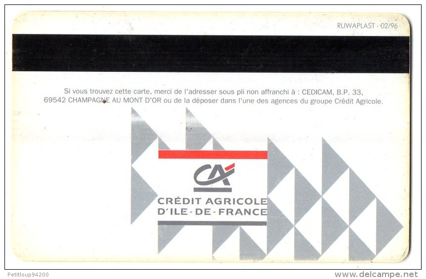 CARTE BANCAIRE CREDIT AGRICOLE ILE DE FRANCE  Minicarte - Tarjeta Bancaria Desechable
