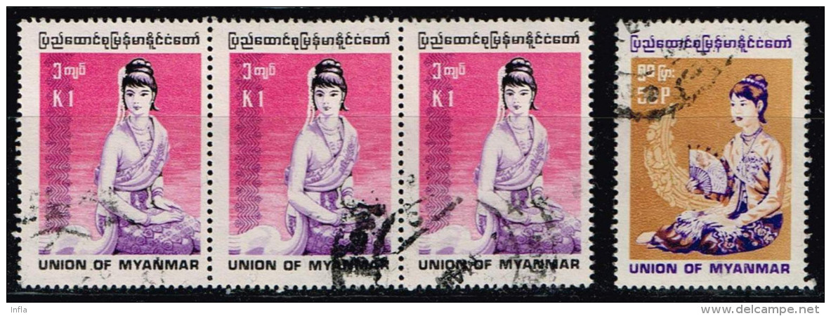 Myanmar 1974, Michel# 249, 250 O     Native Ethnic Groups -Arakanese Woman - Myanmar (Burma 1948-...)