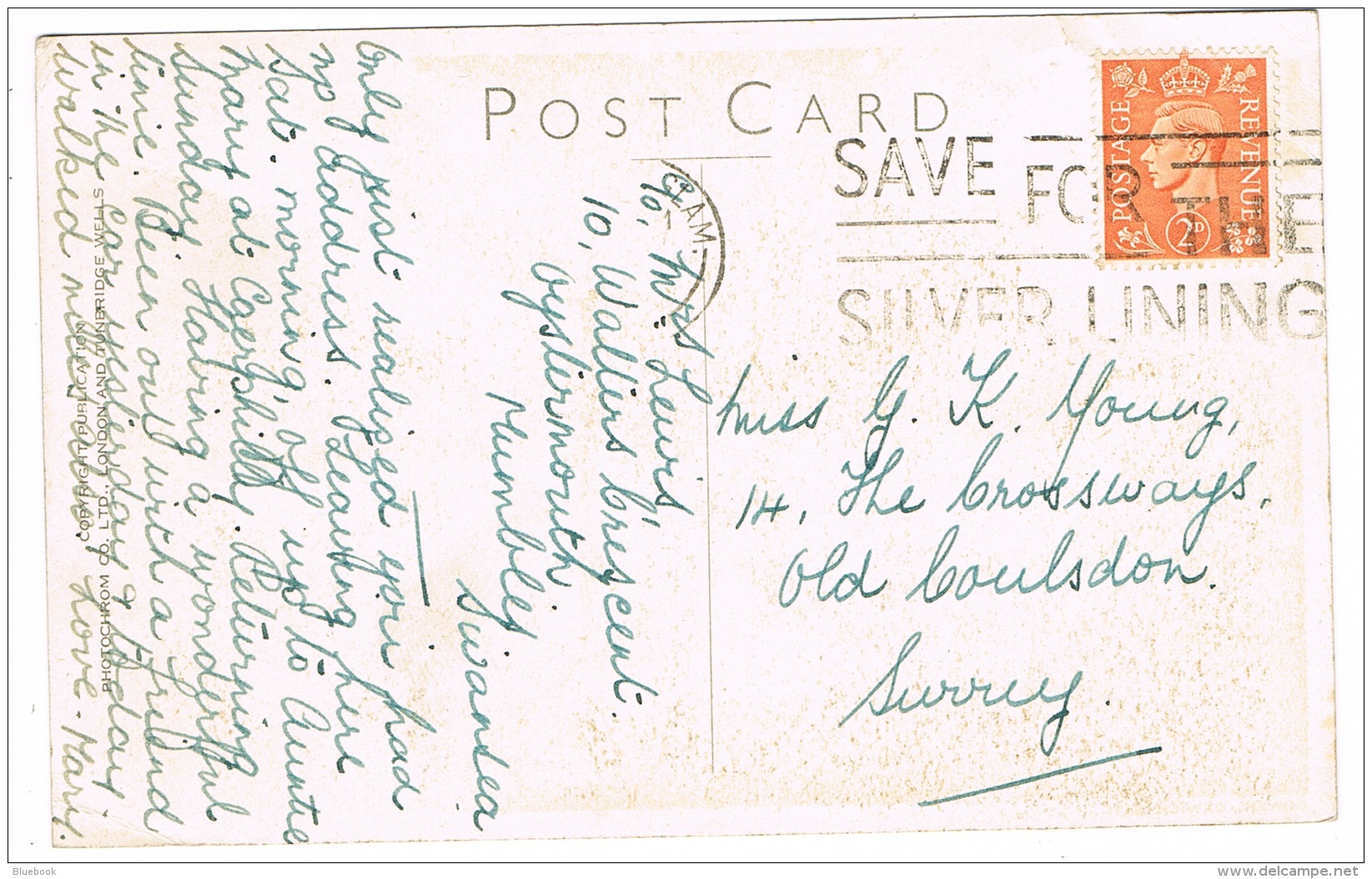 RB 1089 - 1940's Postcard - Oxwich Bay Near Swansea Glamorgan - Good "Save" Slogan - Glamorgan