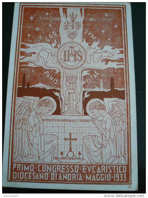 Andria Bari 1933 1°Congresso Diocesano Firmata Rota Nuova Pieghina Insignificante Angolo - Andria