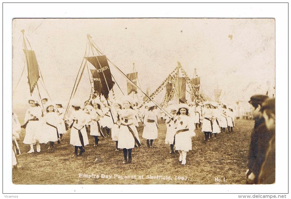 CARTE PHOTO  ROYAUME UNI SHEFFIELD Empire Day India  1907  2 Cards - Sheffield