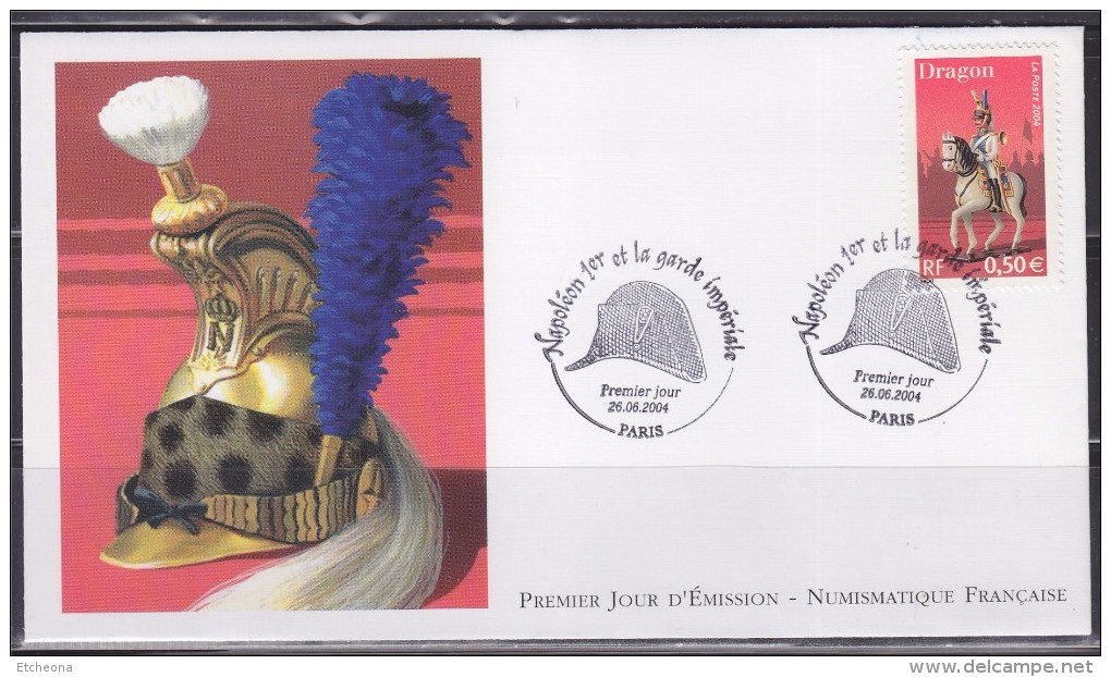 = Napoléon 1er Garde Impériale Enveloppe 1er Jour Paris 26.06.04 N° 3681 Dragon à Cheval - 2000-2009