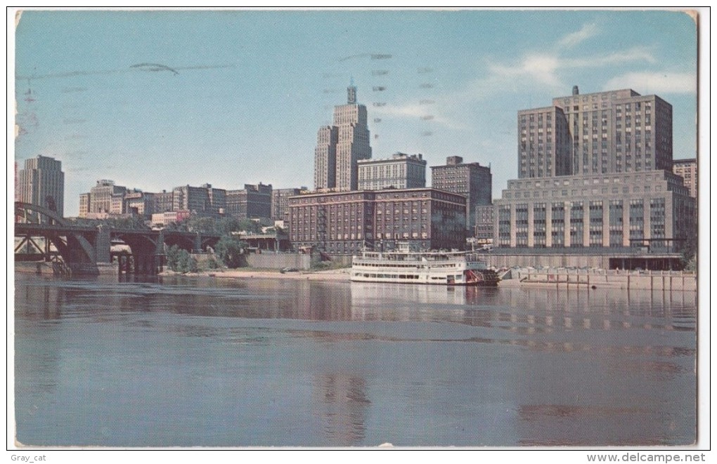 Skyline From The Mississippi River, St. Paul, Minnesota, 1957 Used Postcard [17121] - St Paul