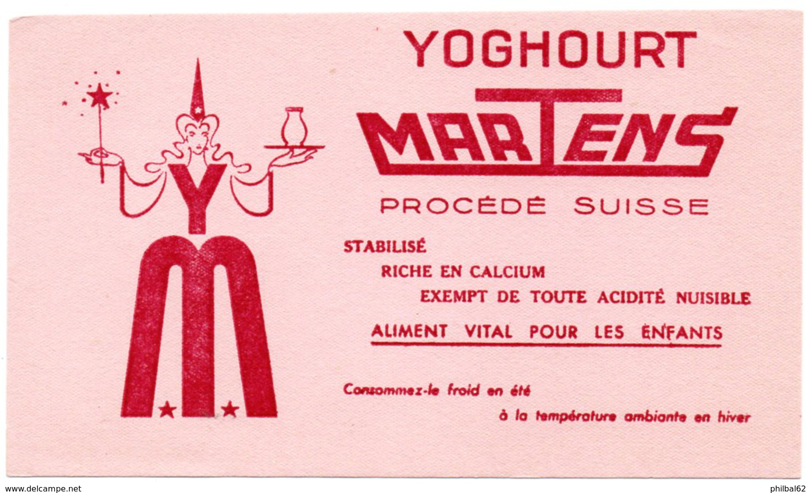 Buvard  Yoghourt Martens, Procédé Suisse. Lait, Laitage, Yaourt. - Produits Laitiers