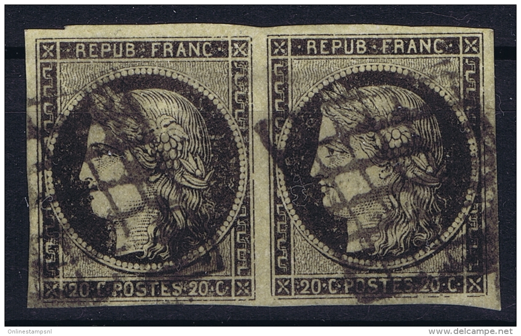 France:  Yvert 3b Chamois  Grille, 1849 - 1850  Bande - 1849-1850 Cérès