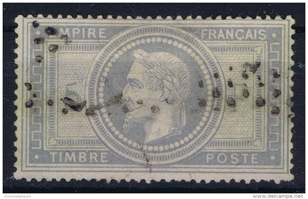 France:  Yvert  33  5 Franc Obl Used   1868 Petit Plier  Ne Pas Lieu Mince - 1863-1870 Napoléon III Lauré