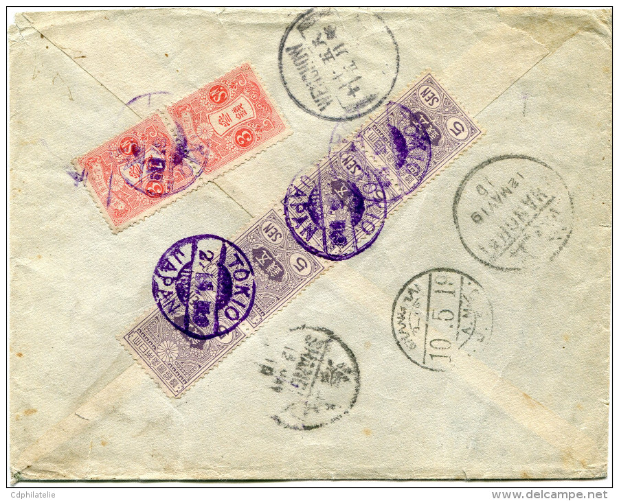 JAPON LETTRE RECOMMANDEE DEPART TOKIO 2-5-19 VIA SHANGHAI POUR WENCHOU (CHINE) - Unused Stamps