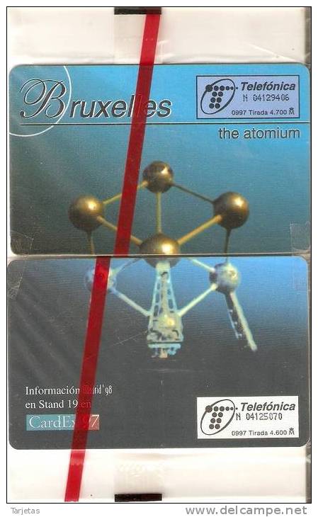 PUZZLE DE 2 TARJETAS DE ESPAÑA DEL ATOMIUM DE BRUSELAS  (NUEVO-MINT) BELGICA-BELGIUM - Puzzles