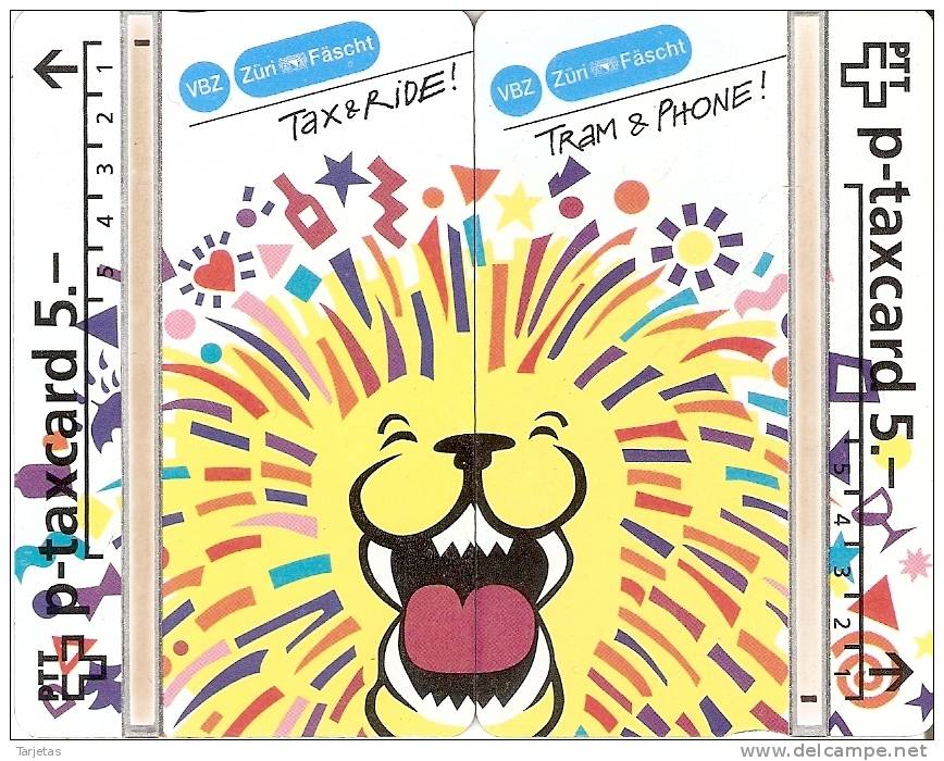 PUZZLE DE 2 TARJETAS DE SUIZA DE UN LEON (LION) - Puzzles