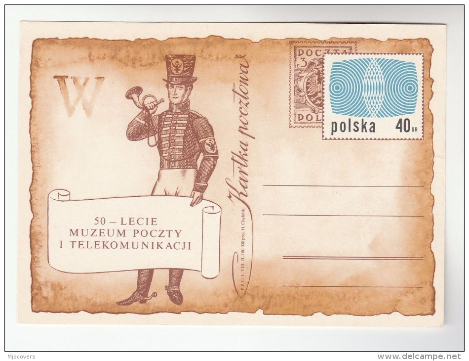 1971 POLAND Postal STATIONERY Card  50th ANNIV POST TELECOM MUSEUM Cover Stamps Costume - Stamped Stationery