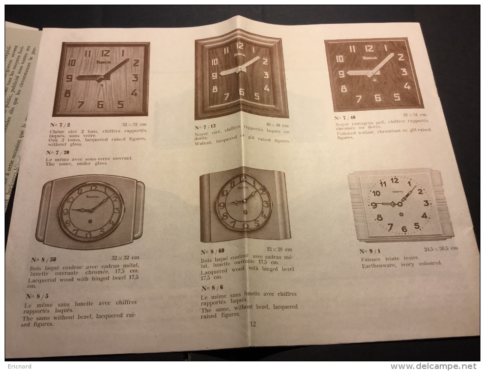 Catalogue 1947 Horloges Carillon Westminster VEDETTE - Premier Catalogue D´après Guerre - Horloges