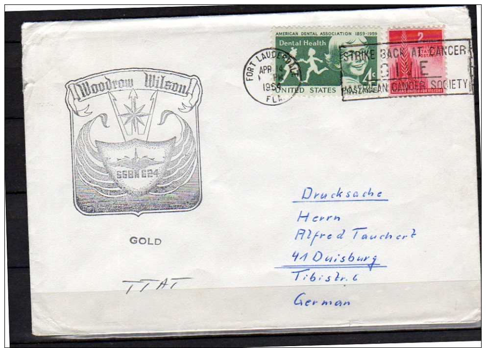 Ship Mail WOODROW WILSON SSBN 624 Fort Lauderdale 1964 (sp73) - Covers & Documents