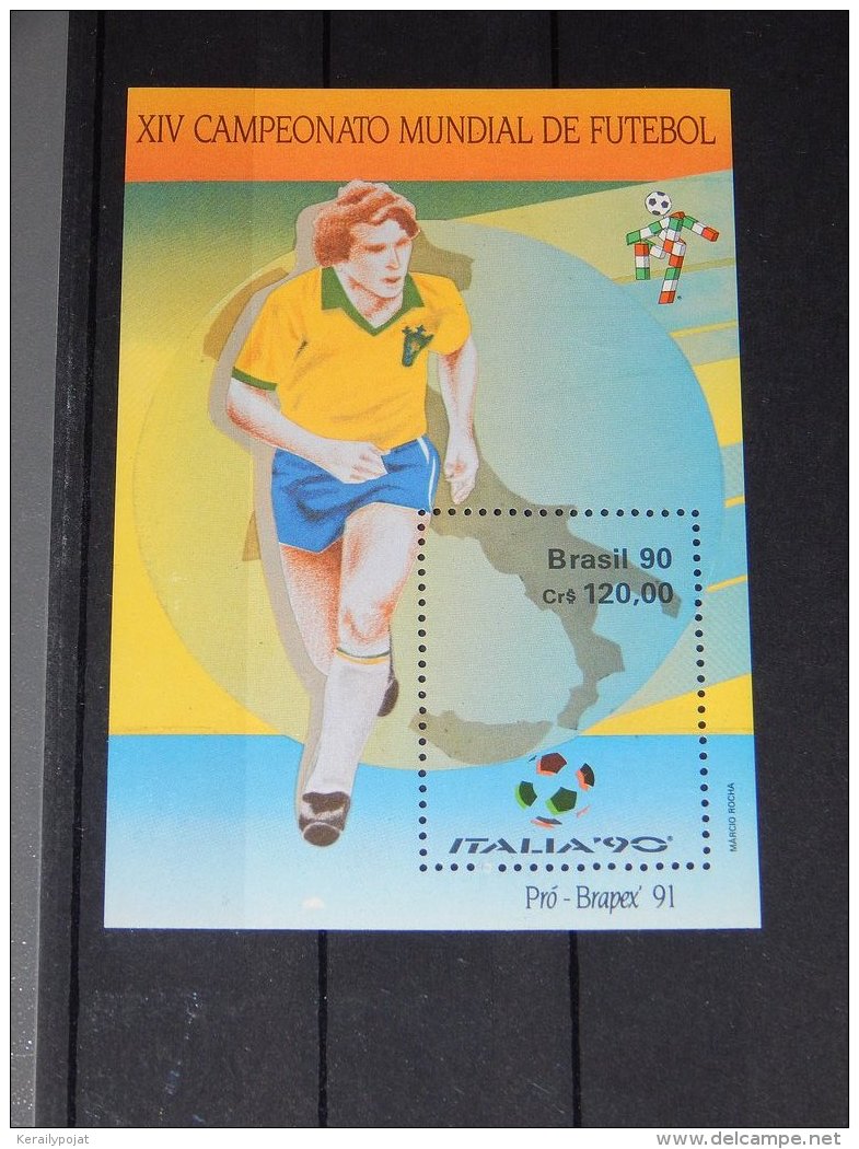 Brazil - 1990 Football World Cup Block MNH__(TH-15582) - Blocks & Sheetlets