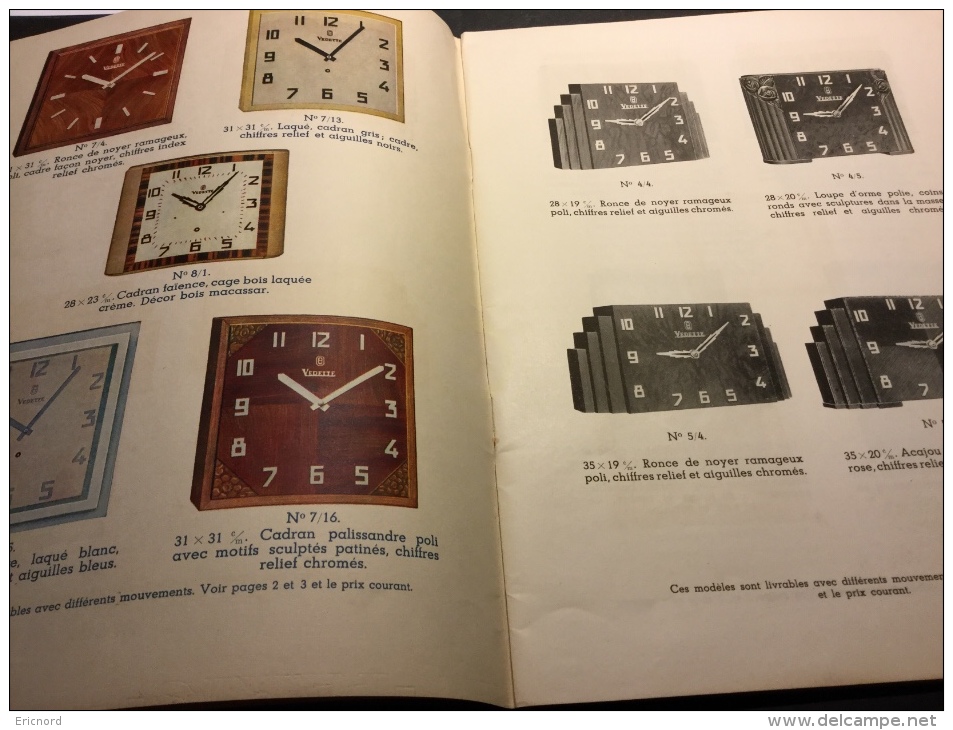 Catalogue 1934 - Horloges Carillon VEDETTE - Avec Tarifs Enveloppe Et Bon De Commande - Horloges