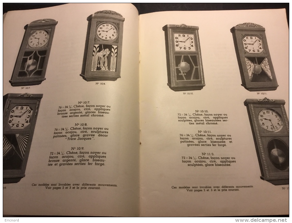 Catalogue 1934 - Horloges Carillon VEDETTE - avec tarifs enveloppe et bon de commande