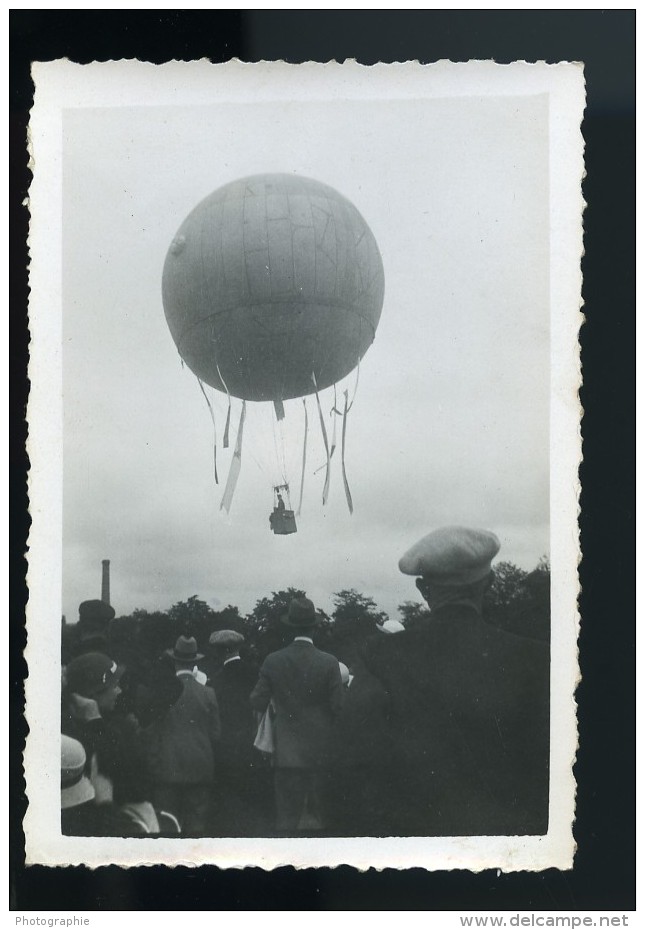 France Fives Lille Fêtes Aerostation Ballon Ancienne Photo Snapshot Amateur 1935 - Aviation