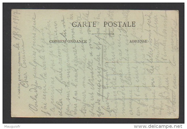 DF / 38 ISERE / GRENOBLE / LE PONT SUSPENDU SUR LE DRAC ET LA CHAÎNE DES ALPES / ANIMÉE / CIRCULÉE EN 1917 - Grenoble