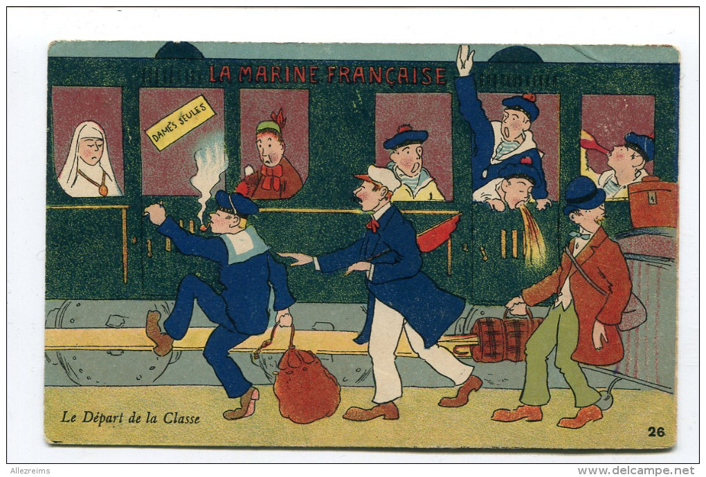 CPA  Illustrateur  :  Départ De La Classe Pour La Marine Française   1921   A  VOIR  !!!!!!! : - Humoristiques