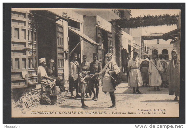 DF / 13 BOUCHES-DU-RHÔNE / MARSEILLE / EXPOSITION COLONIALE / PALAIS DU MAROC - LES SOUKS / TRÈS ANIMÉE - Colonial Exhibitions 1906 - 1922