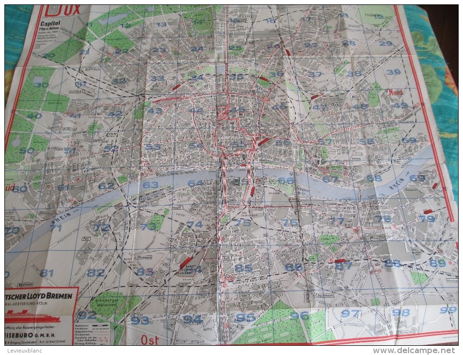 Plan de Ville/ Carte routiére et Ferroviaire ville de KÖLN/Cologne/DUX Stadtplan/ Honnefelder/Vers 1939-1944  PGC102