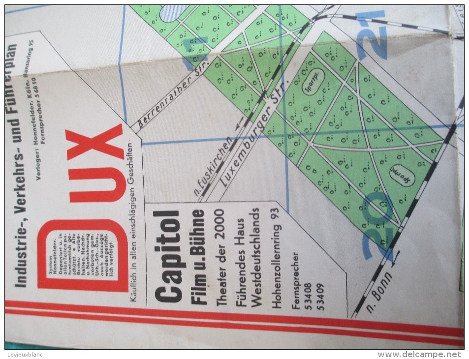 Plan de Ville/ Carte routiére et Ferroviaire ville de KÖLN/Cologne/DUX Stadtplan/ Honnefelder/Vers 1939-1944  PGC102