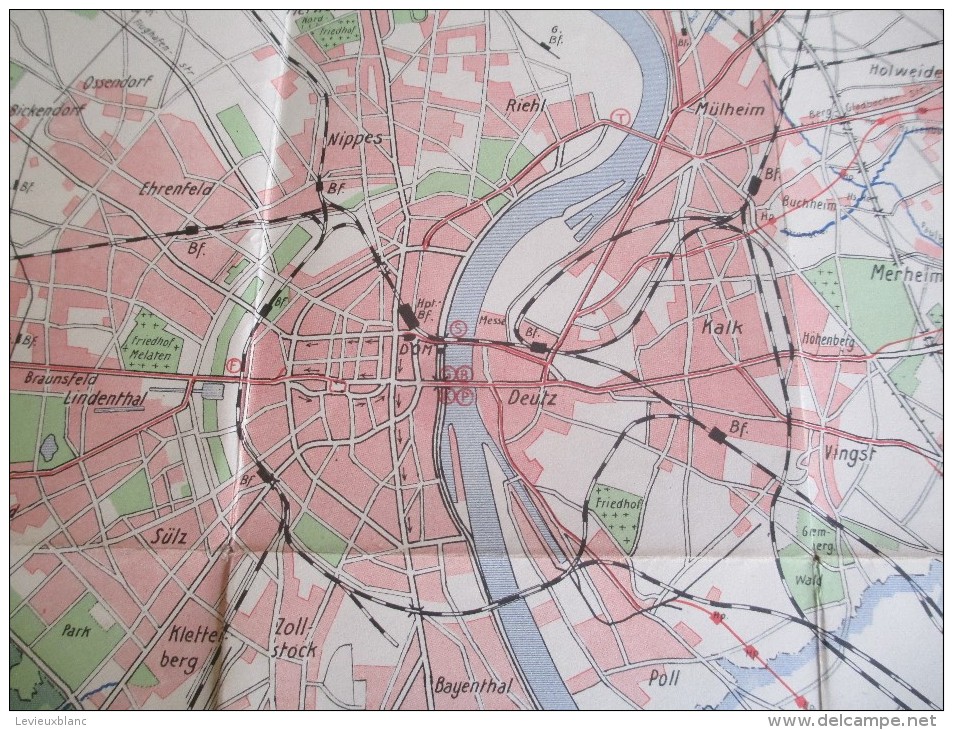 Plan de Ville/ Carte routiére et Ferroviaire ville de KÖLN/Cologne/DUX Stadtplan/ Honnefelder/Vers 1939-1944  PGC102