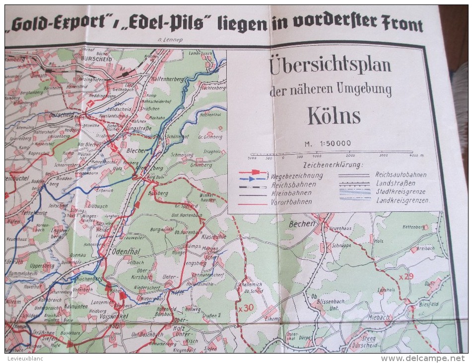 Plan de Ville/ Carte routiére et Ferroviaire ville de KÖLN/Cologne/DUX Stadtplan/ Honnefelder/Vers 1939-1944  PGC102