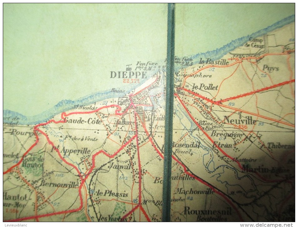 Carte Routiére Et Ferroviaire/Normandie/ Ville De Dieppe Et Environs/Seine Inférieure /Entoilée/Vers 1905-1910    PGC109 - Roadmaps