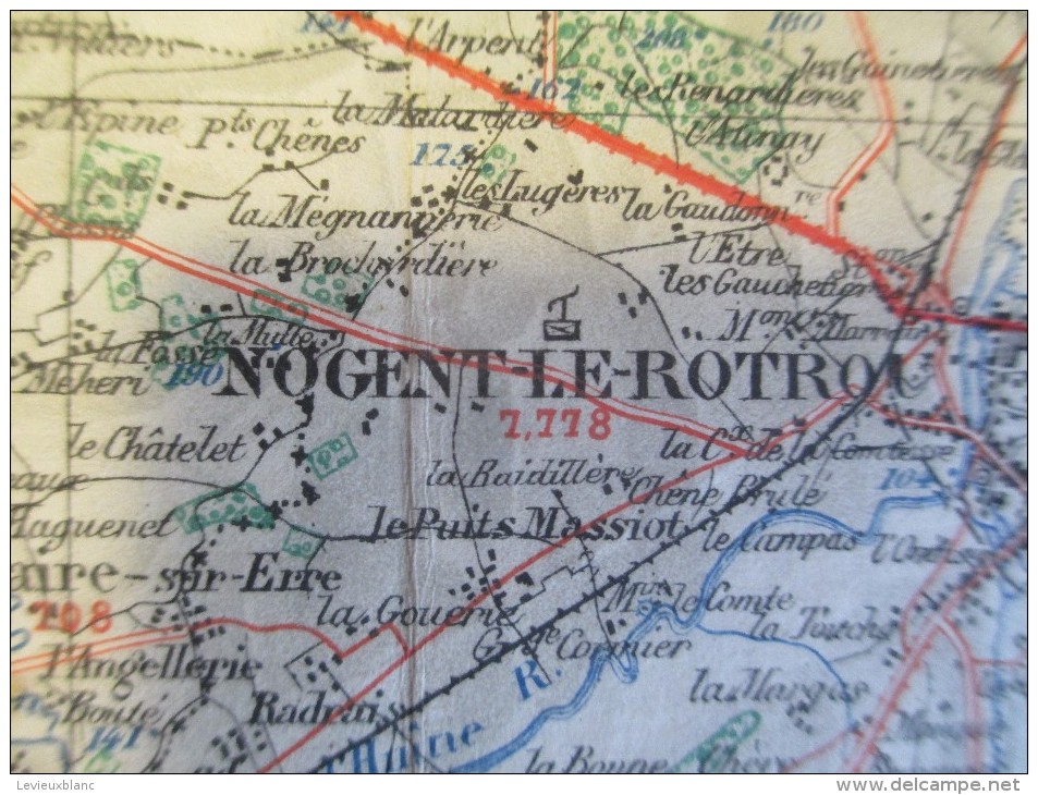 Carte Routiére Et Ferroviaire/ Ville De Nogent Le Rotrou Et Environs/Eure Et Loir/Entoilée/Vers 1905-1910    PGC110 - Roadmaps