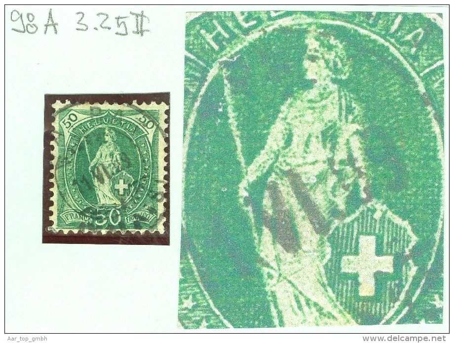 Schweiz Stehende Helvetia 1909-06-11  Zu#98A 3.25 II Retuschen Im Ganzen Oval - Oblitérés