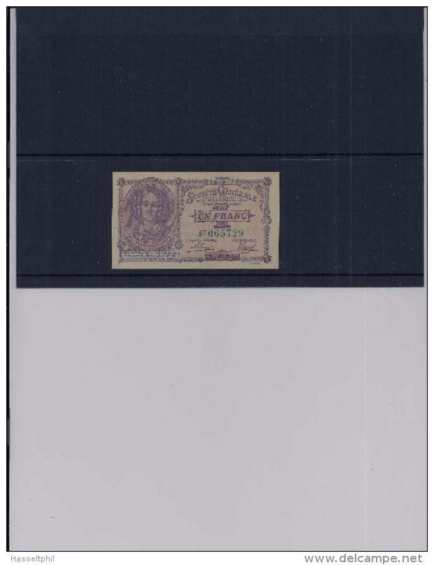 1 FRANK Type Generale Maatschappij Mauve  - UNC- Kwaliteit - 5-10-20-25 Francs