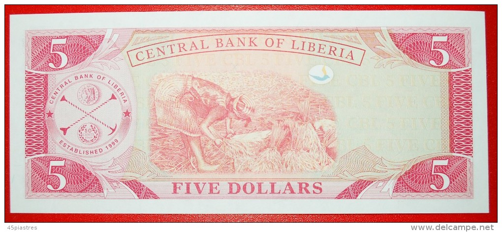 § STAR: LIBERIA &#9733; 5 DOLLARS 2003! UNC CRISP! LOW START&#9733;NO RESERVE! Edward J. Roye (1815-1872) - Liberia