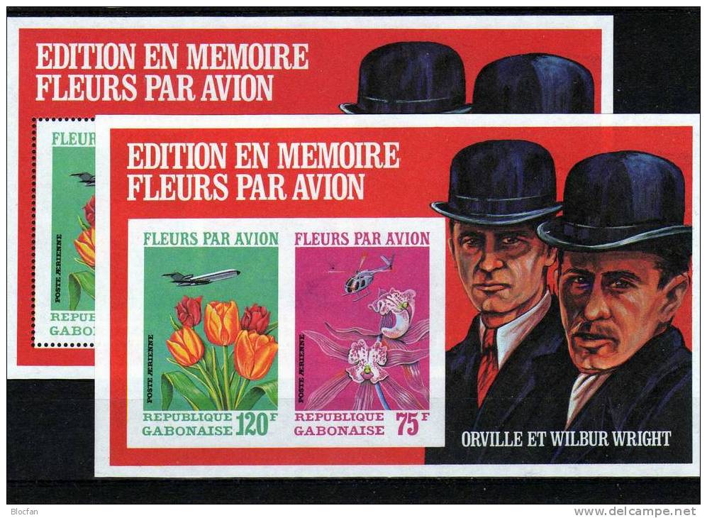 Blumen Per Luftfracht 1971 Gabun Block 21 A+B ** 24€ Orchideen Und Tulpen Bloque Hojita Bloc M/s Flower Sheets Bf Gabon - Gabun (1960-...)