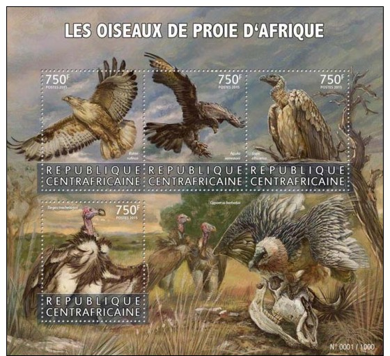 Z08 CA15616a CENTRAL AFRICA 2015 Birds Of Prey MNH - Zentralafrik. Republik