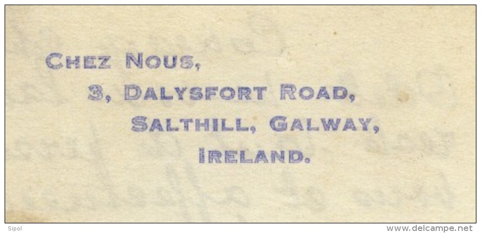 Lettre à Entête  Chez Nous , 3 Dalysfort Road Salthill Galway Ireland Années 1930 Env BE - Verenigd-Koninkrijk