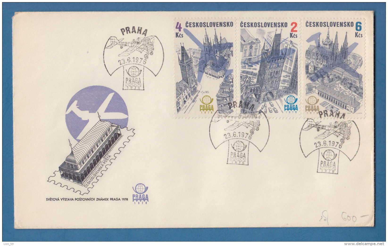 207976 / 1976 FDC  - World Philatelic Exhibitions PRAGA 1978 , AIRPLANE , HELICOPTER Czechoslovakia Tchecoslovaquie - FDC