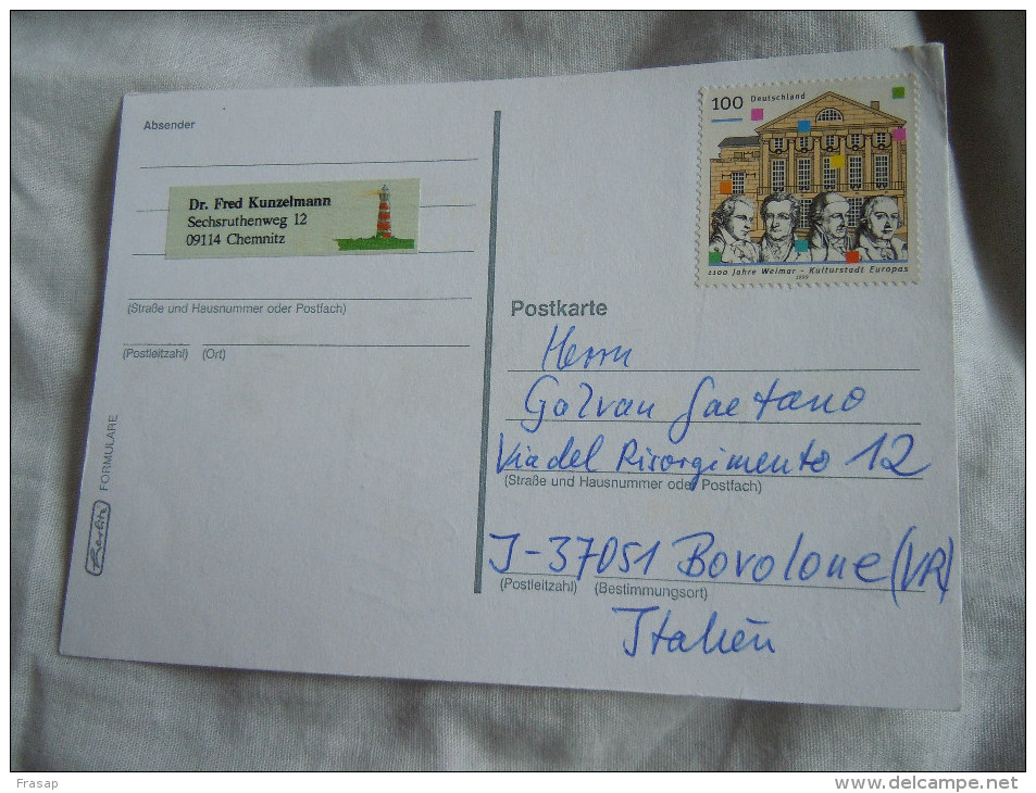 ECHECS - CHESS - SCHACH - Carte Joyeux -SCACCHI -Chess Correspondence -cartolina Di Gioco -GERMANIA -ITALIA 1999 N°21 - Schach