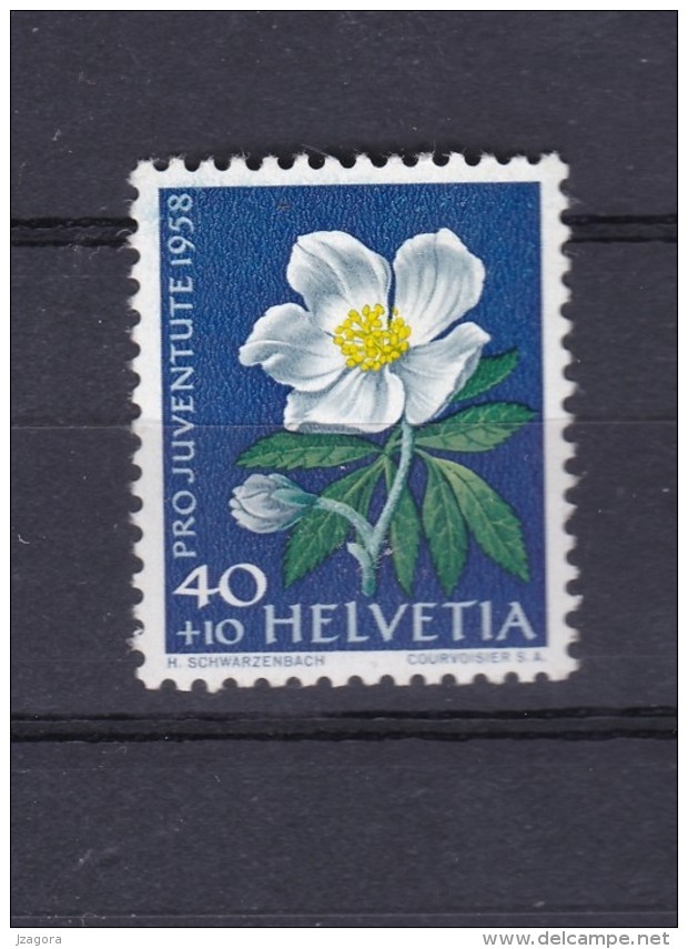 Christmas Rose  CHRISTROSE Helleborus Niger Flower SWITZERLAND 1958 MI  667 MNH - Rosas