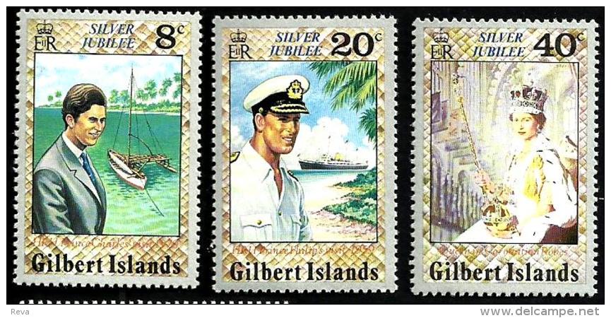 GILBERT & ELLICE ISLANDS BRITISH 25 YEARS ANNIVERSARY OF QEII WOMAN SHIP SET OF 3 SG? MINT1977 READ DESCRIPTION - Gilbert & Ellice Islands (...-1979)