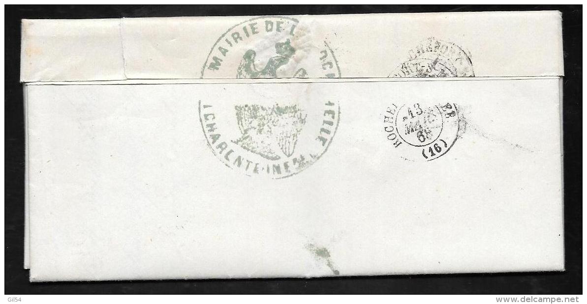 Yvert N°29 Sur Lac Oblitéré Gc 3174 En 1868 ( Cachet De Mairie Au Dos  - Pma3520 - 1849-1876: Classic Period