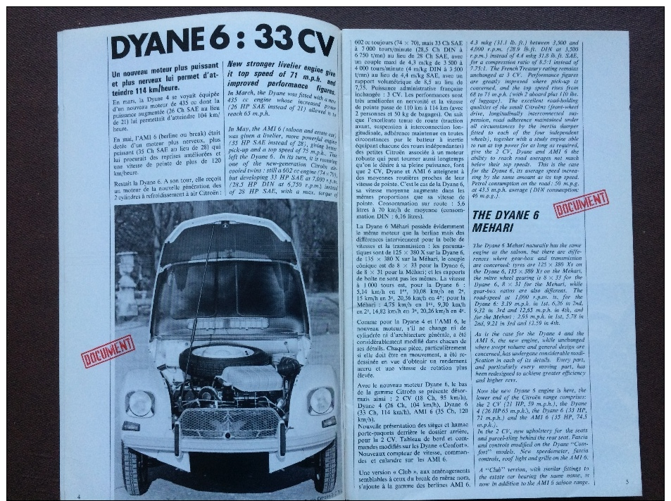 Revue Citroen Le Double Chevron N° 14 - Special 20 Ans De La 2cv - Dyane 6 - ID 20 Et DS - B14 Landaulet, Etc - Pubblicitari