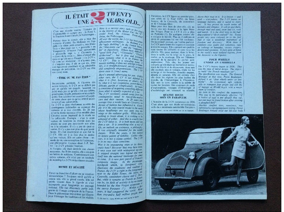 Revue Citroen Le Double Chevron N° 14 - Special 20 ans de la 2cv - Dyane 6 - ID 20 et DS - B14 Landaulet, etc