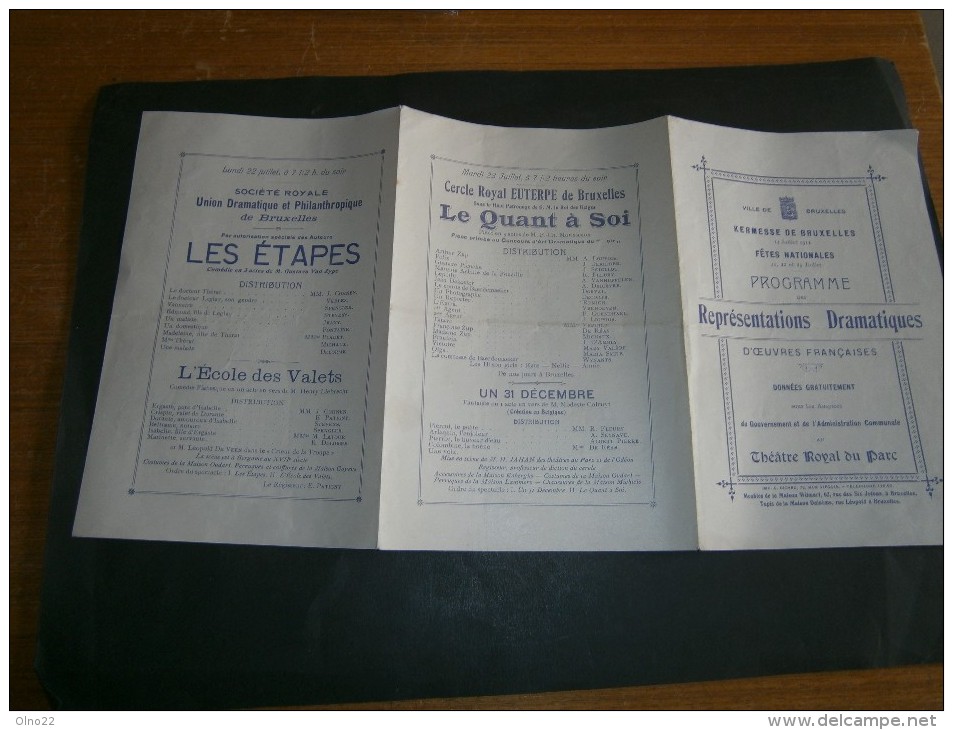 BRUXELLES 1912 - PROGRAMME KERMESSE DE BRUXELLES + FETES NATIONALES-REPRESENTATIONS THEATRE ROYAL DU PARC - Programmes