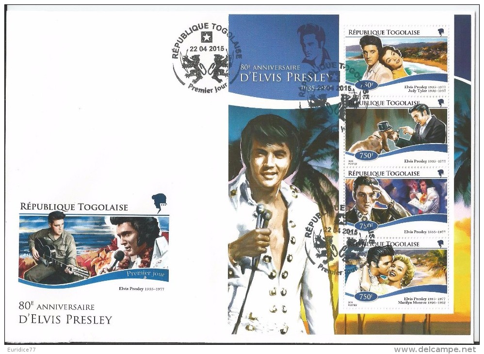 Togo 2015 - Elvis Presley Official Sheet FDC - First Day Cover - Elvis Presley